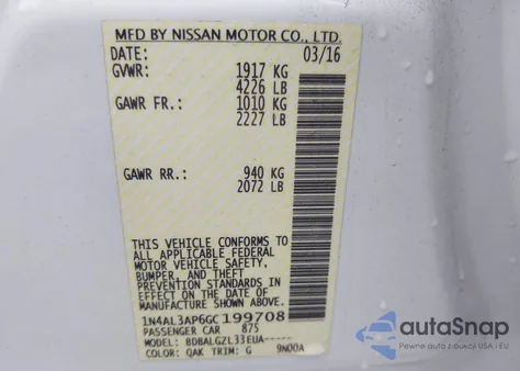 2016 Nissan Altima 2.5/2.5 S/2.5 Sl/2.5 Sr/2.5 Sv из США, поврежденный, VIN 1N4AL3AP6GC199708